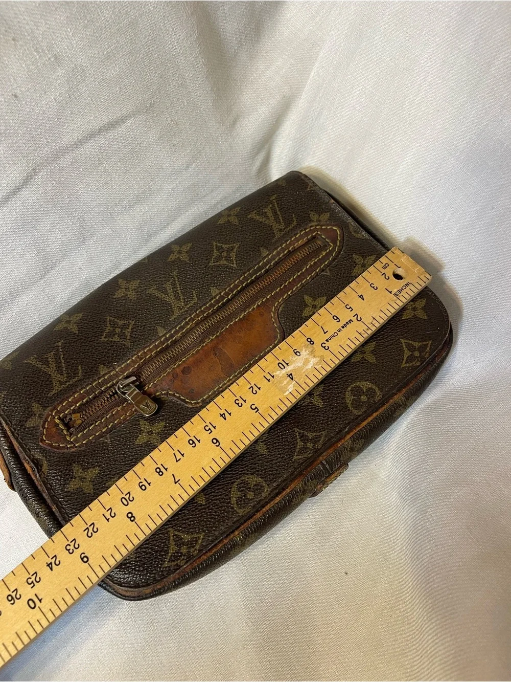 Louis Vuitton Brown Monogram Toiletry Pouch with Leather Trim